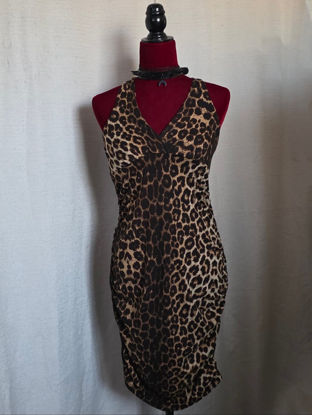 Leopard Print V-Neck Bodycon Dress